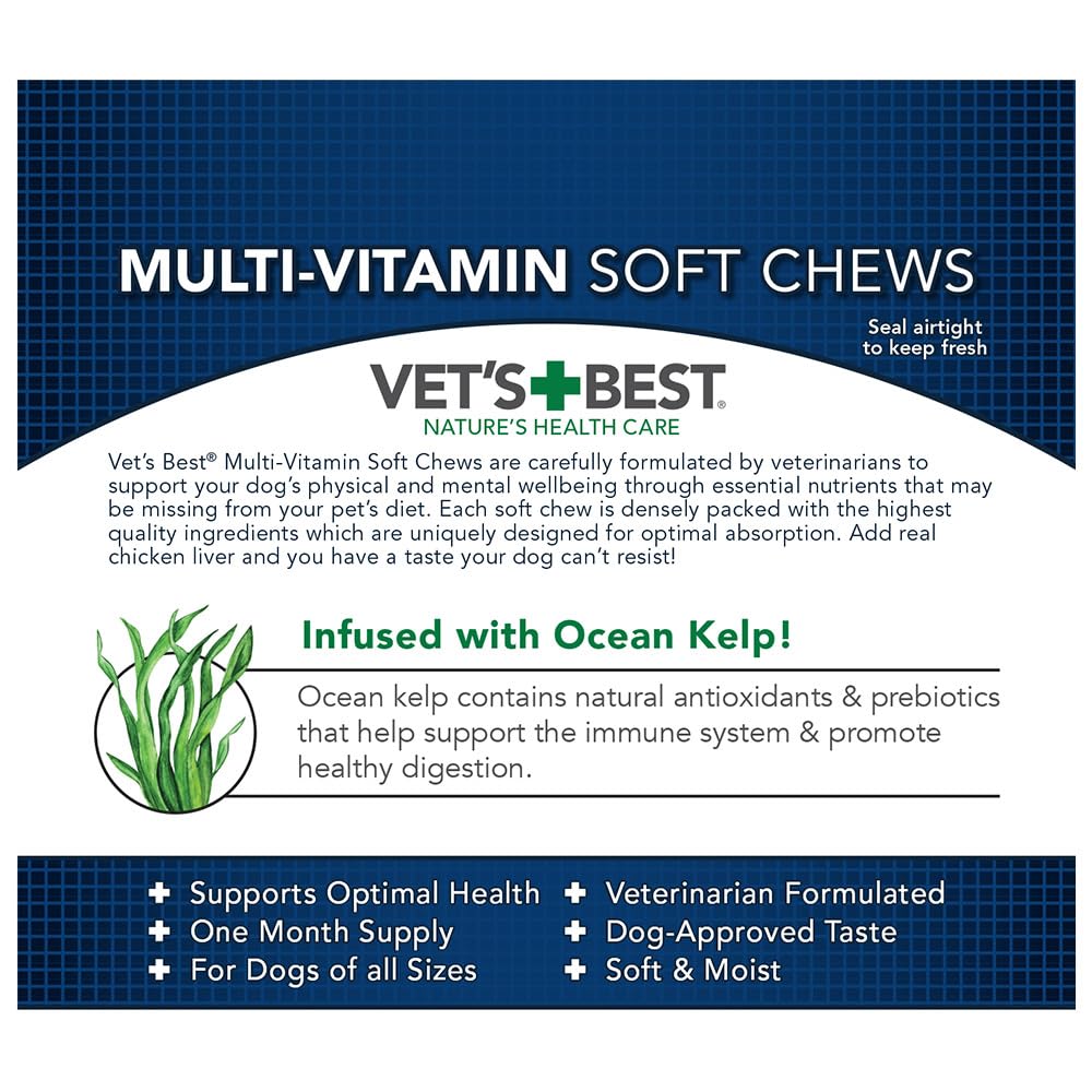 Vet's Best Multivitamine Soft Chews, ingrédients naturels pour équilibre.