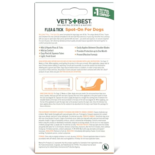 Vet's Best - pipette d'application sur le dos du chien, pratique.
