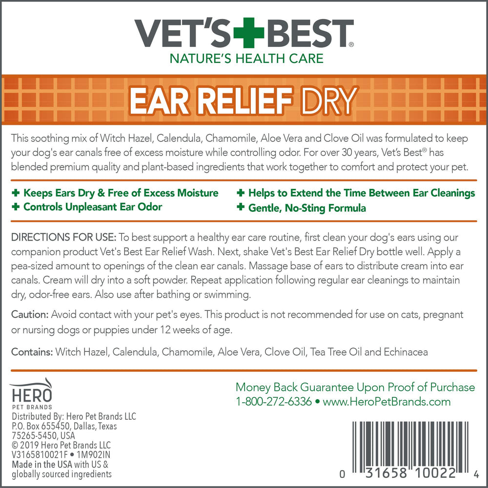 Vet's Best formulation naturelle — soin possible pour oreilles sèches et irritées.