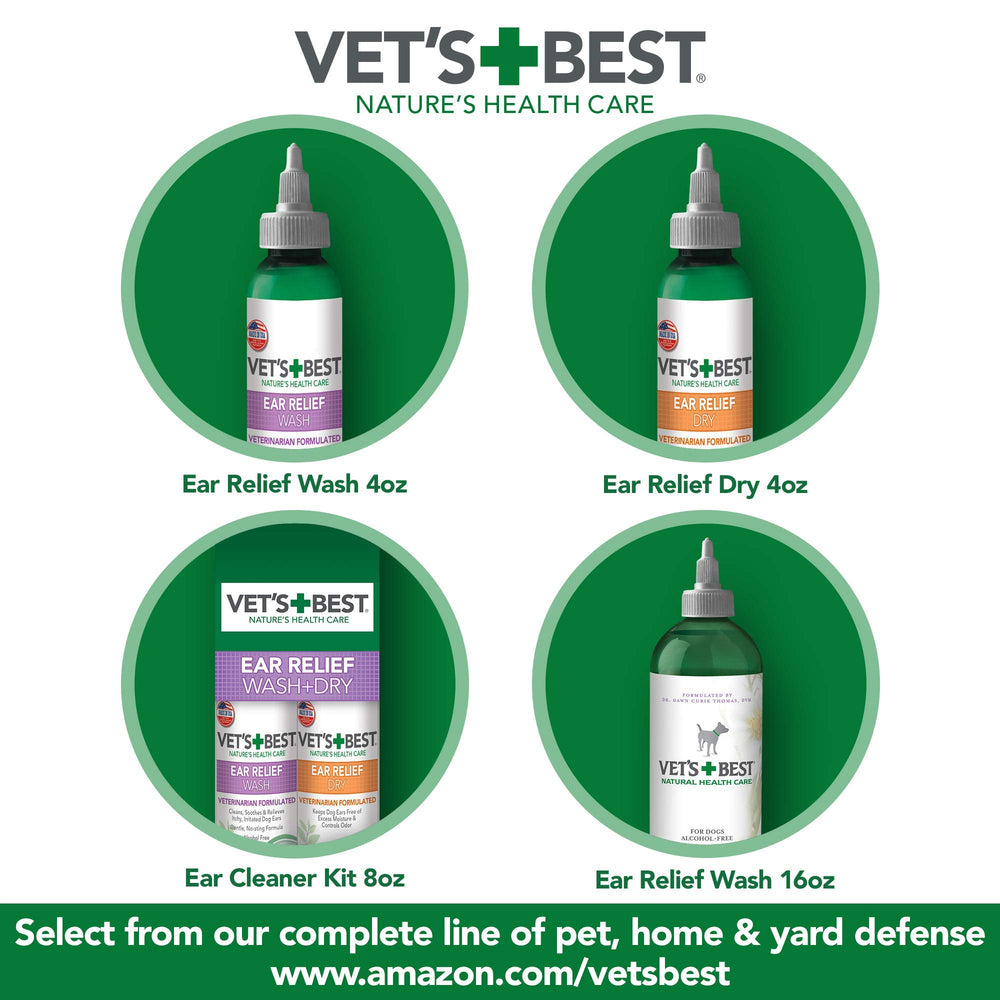 Vet's Best utilisation avec lavage des oreilles — méthode complémentaire.
