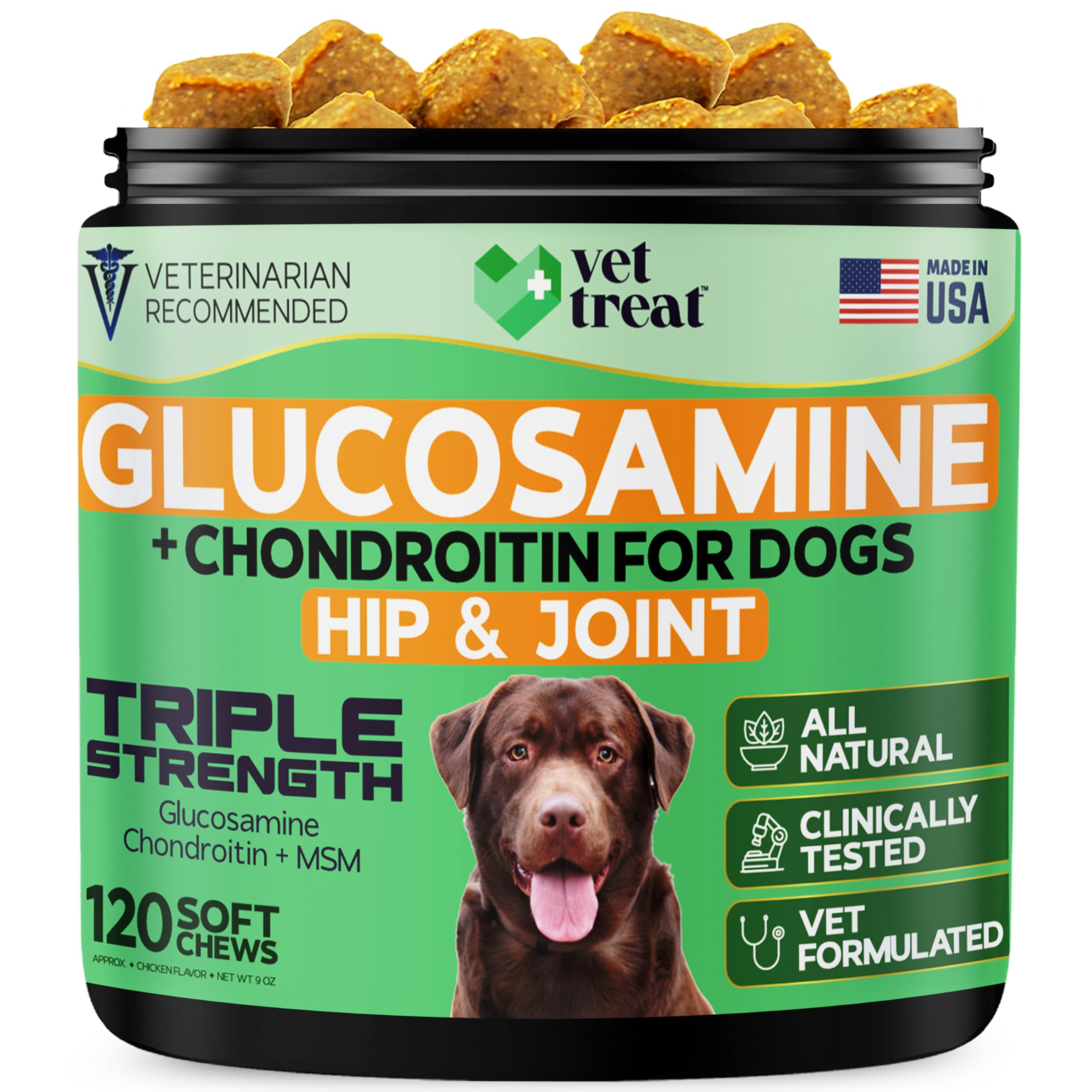Vet Treat glucosamine pour chiens — comprimés croquants favorisant la mobilité