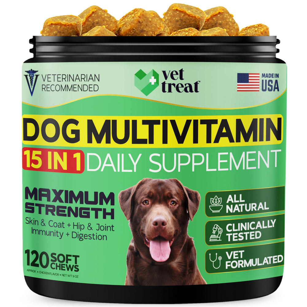 Vet Treat multivitamine: bouchée quotidienne soutien mobilité et peau saine.