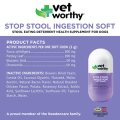 Ingrédients naturels persil, yucca et camomille soutiennent la digestion chez le chien Vet Worthy.