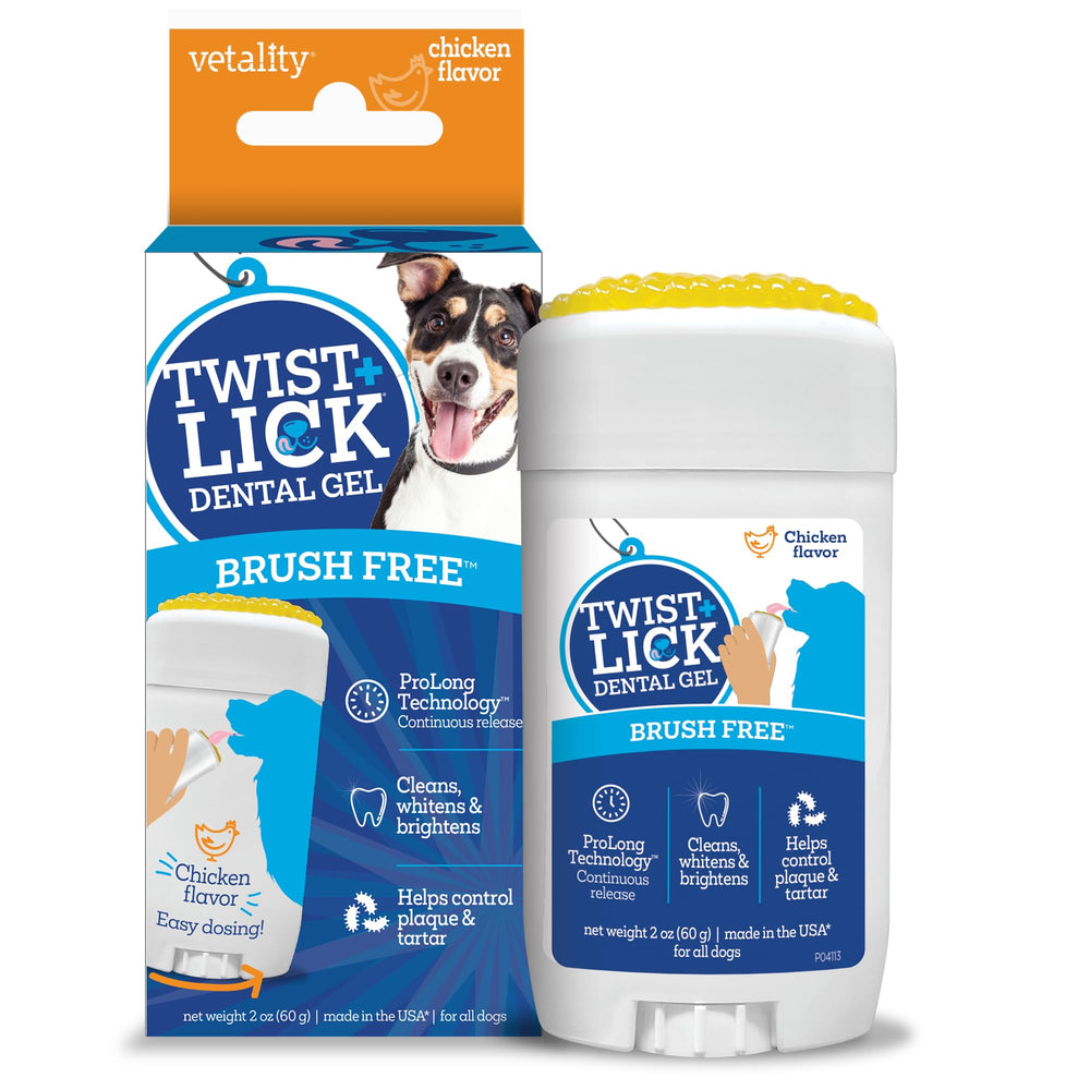 Vetality Twist + Lick – boîte de gel dentaire chien, haleine plus fraîche possible.