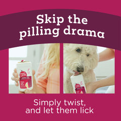 Savoureux boeuf Vetality Twist Lick SimPill, stimulant l'appétit du chien.