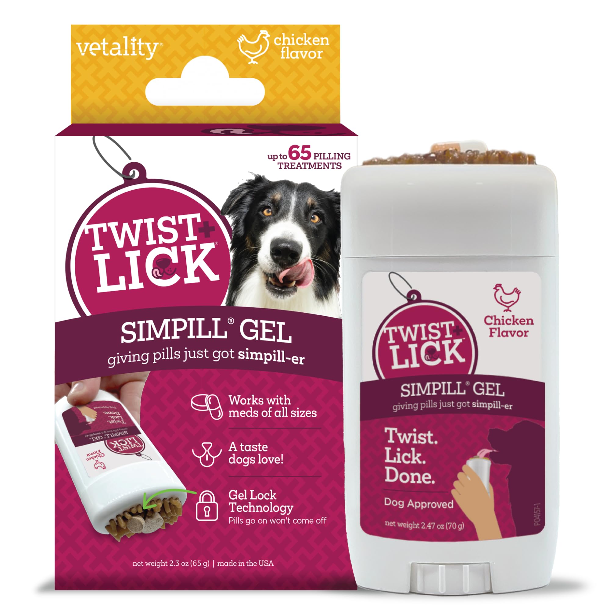 Vetality Twist Lick SimPill verrouillage gel qui maintient les pilules en place.