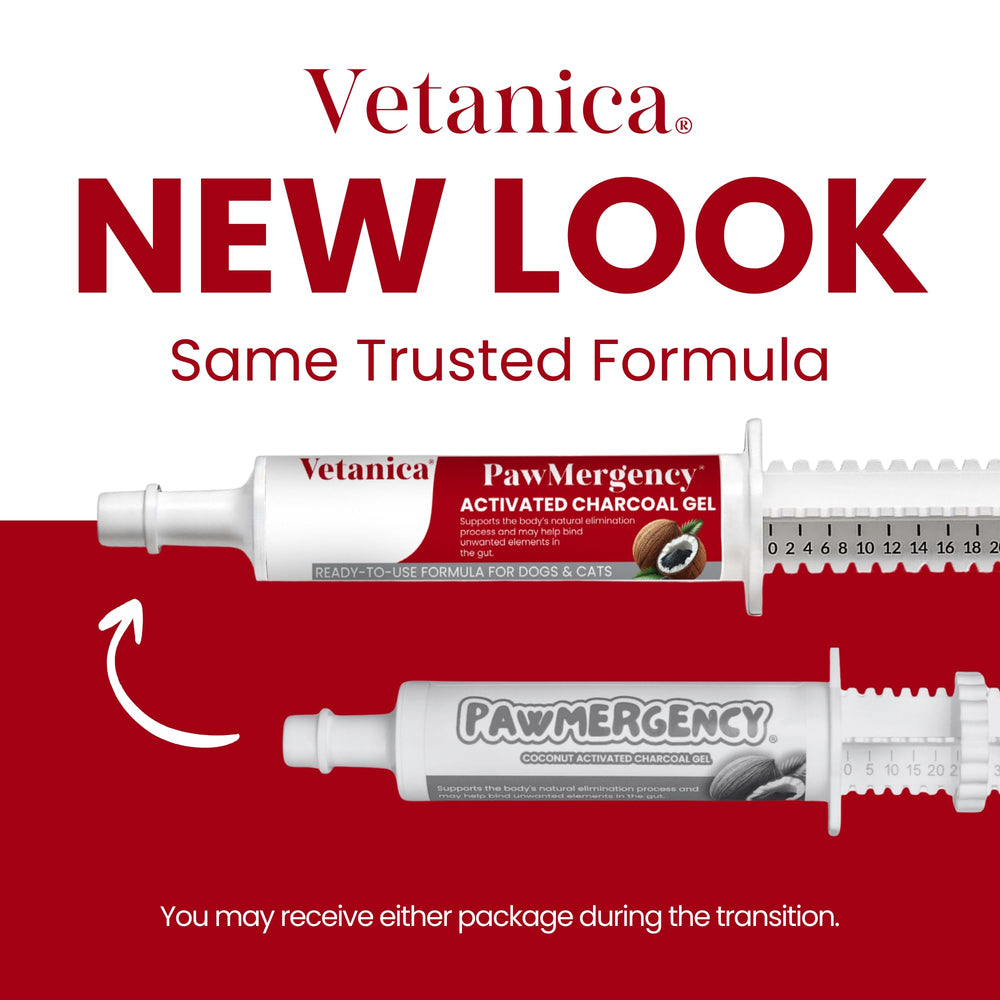 Vetanica PawMergency : ingrédients naturels charbon et kaolin pour absorption.