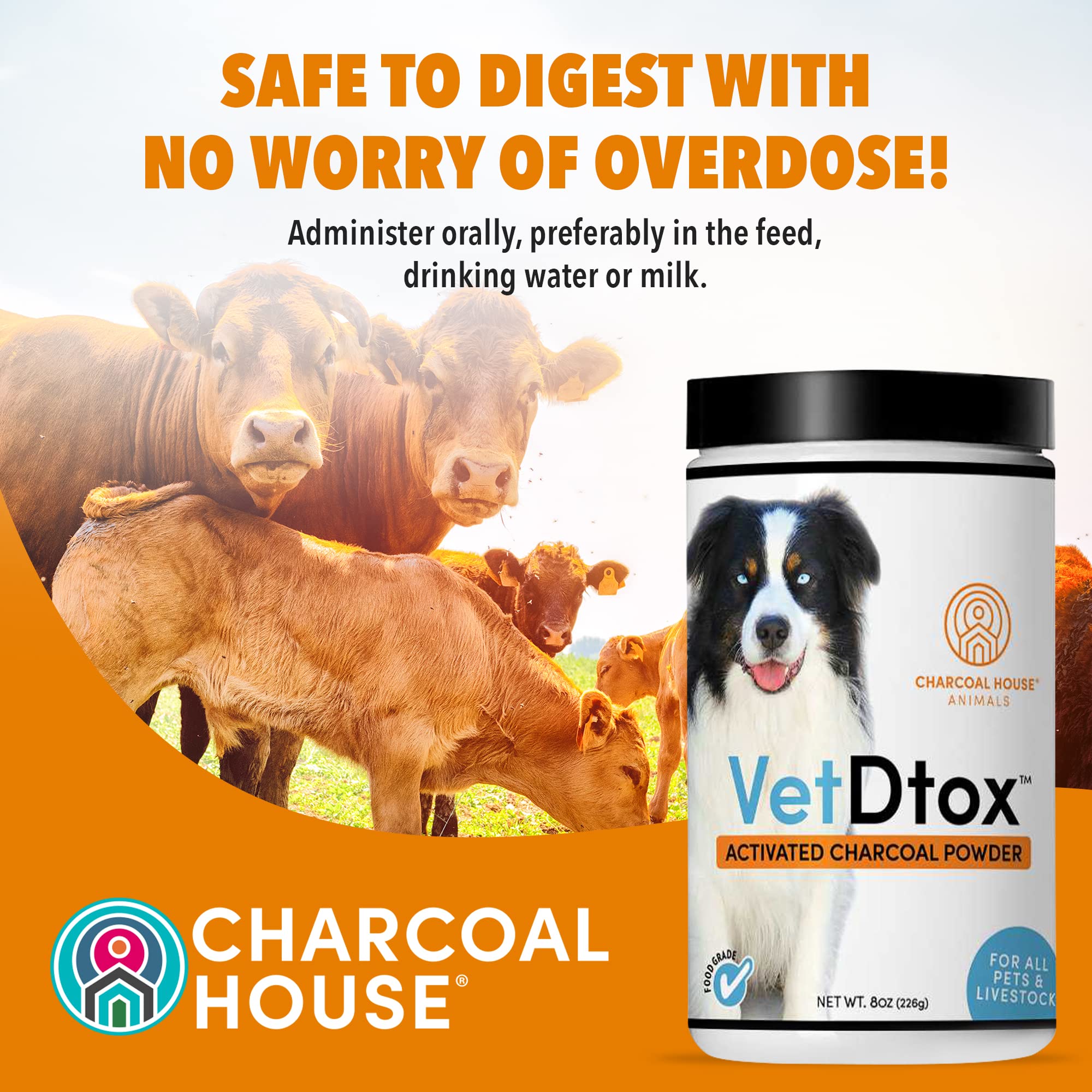 VetDtox Charbon Actif – soutien digestif possible pour les porcs.