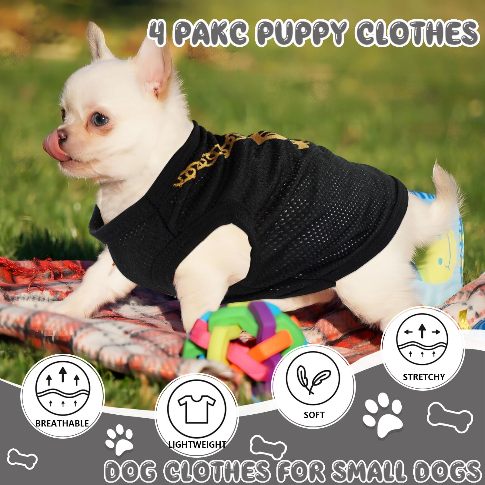 vetements-chien-petit-noir-securite chemise-motif-1, style polyvalent pour sorties.