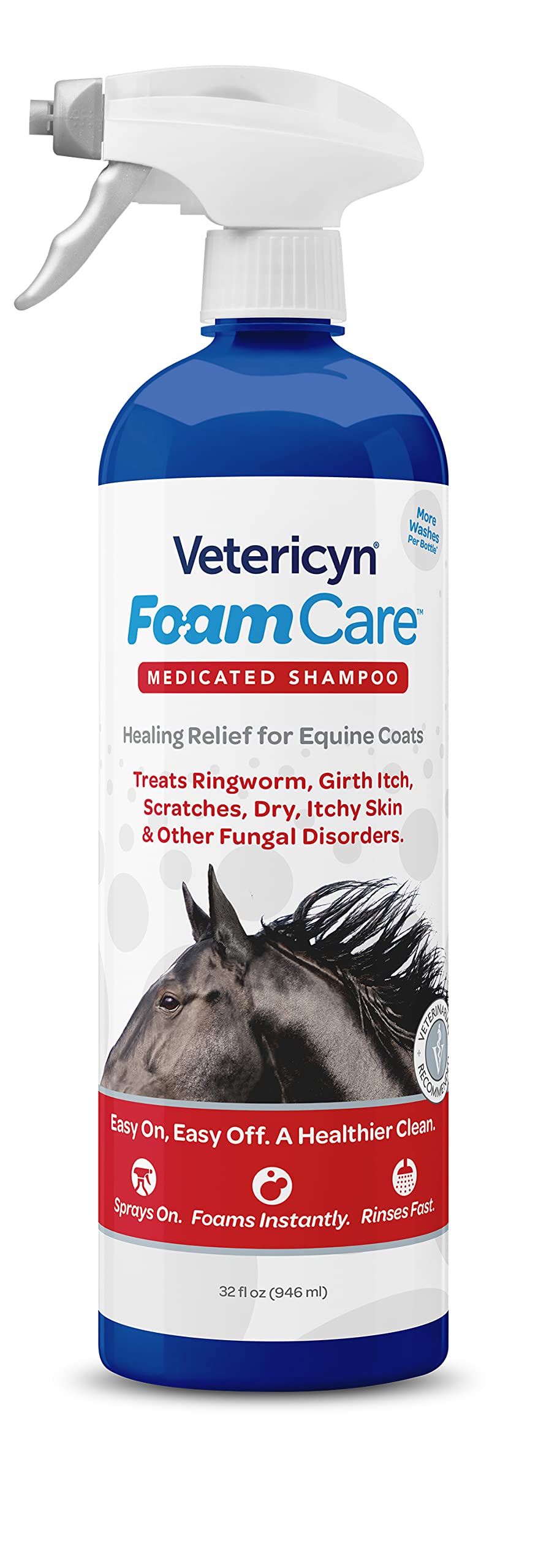 Vetericyn FoamCare Cheval – bouteille-pompe, application pratique pour un soin rapide et homogène.