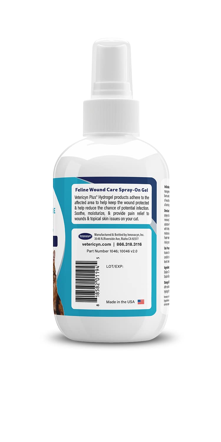 Gel hydrogel appliqué sur une blessure mineure chez le chat, confort possible