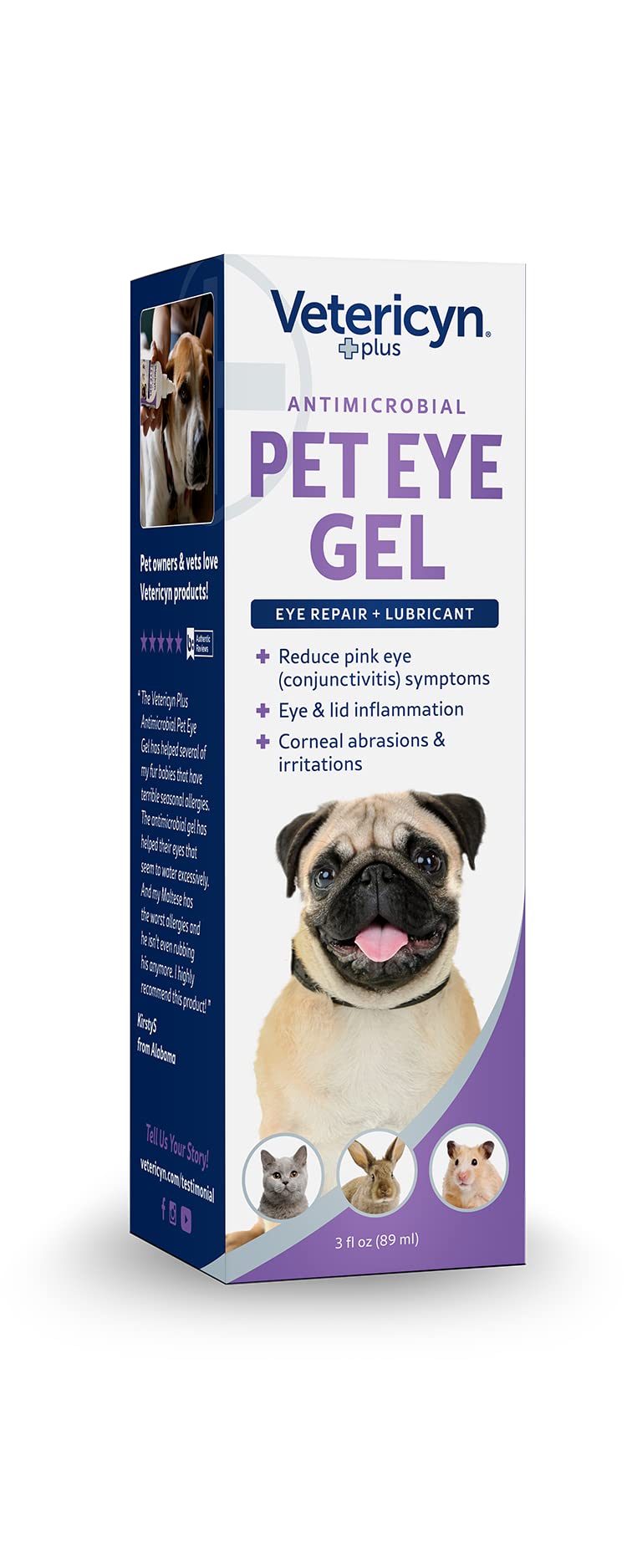 Protection oculaire Vetericyn Plus, usage quotidien pour l’hygiène oculaire.