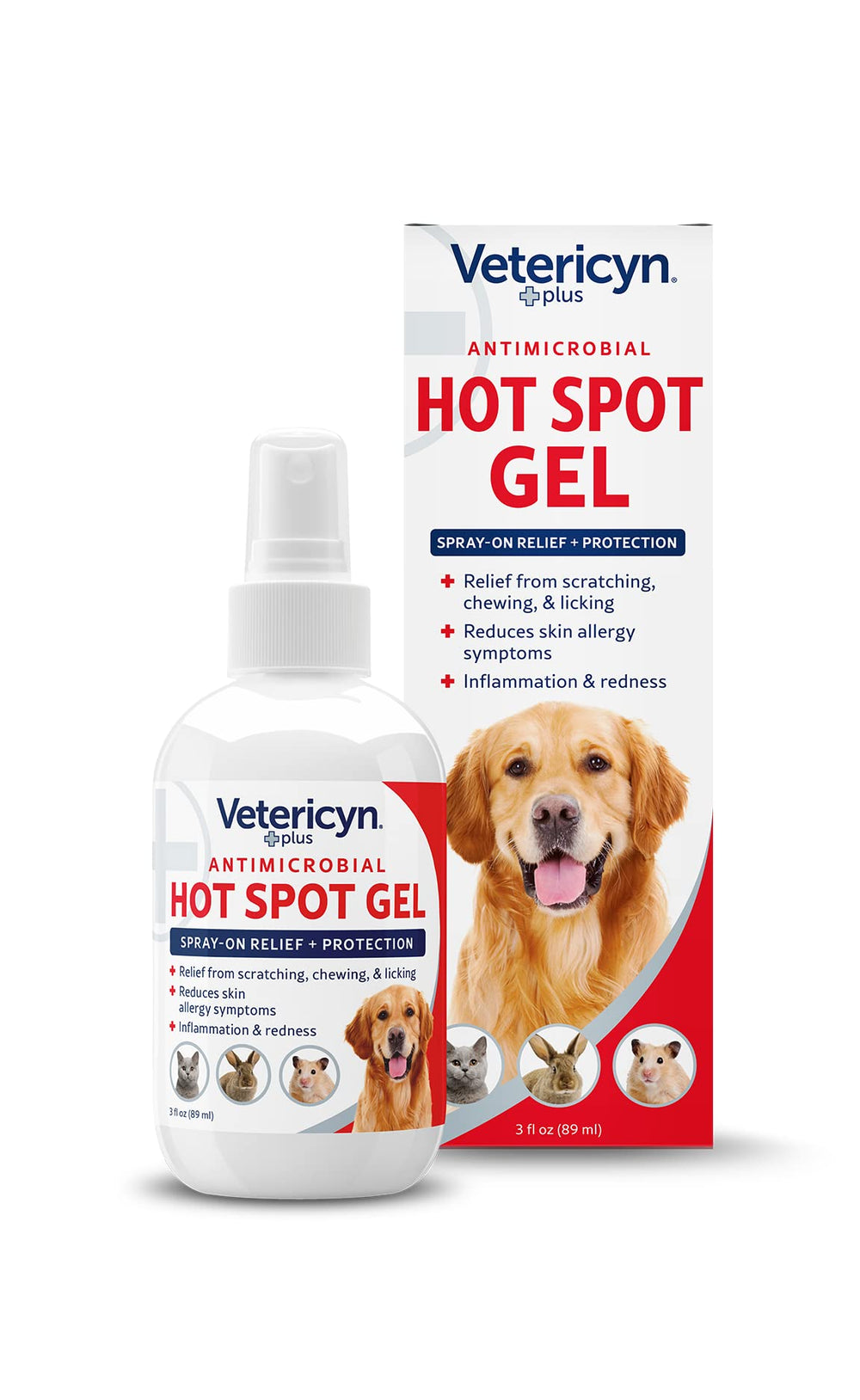 Gel Vetericyn Plus appliqué sur zone irritée du chien pour soulagement potentiel