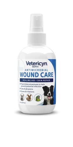 Solution Vetericyn Plus pour le nettoyage des irritations et des plaies chez les animaux.