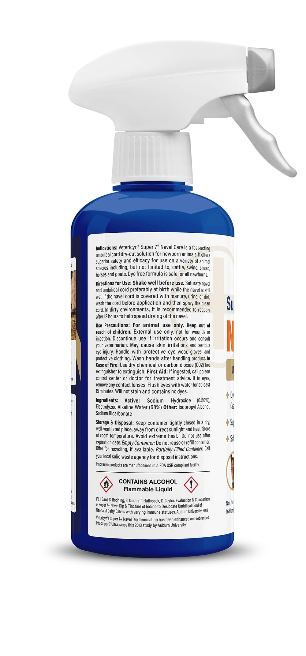 Vetericyn Super7 Ultra, application rapide: spray sûr et sans taches pour le cordon ombilical.