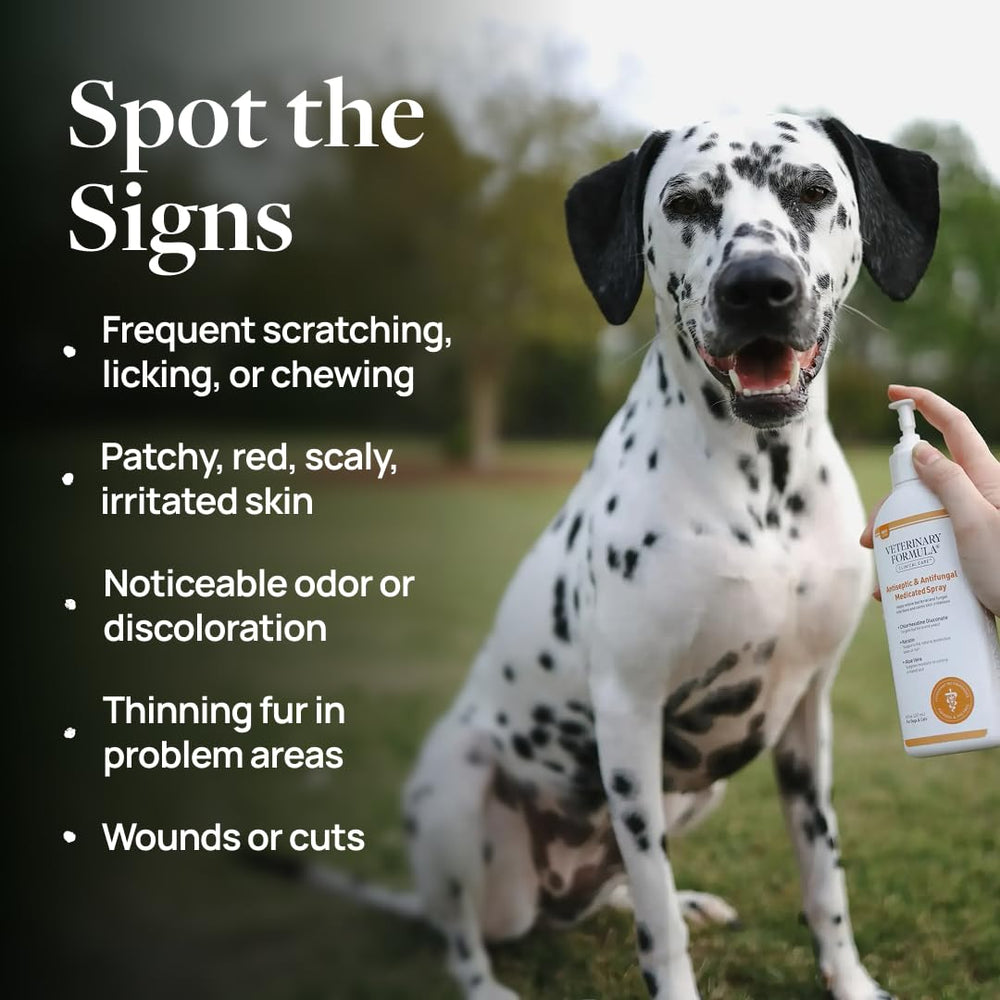 Application ciblée par Veterinary Formula Clinical Care sur la peau des chiens et chats.