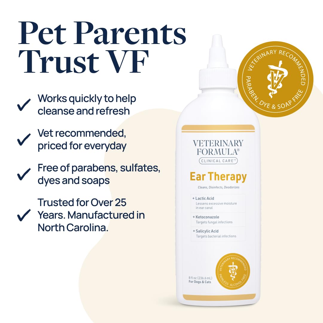 Application sur un chat avec Veterinary Formula Ear Therapy, toucher doux.