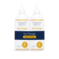 Bouteilles Veterinary Formula Ear Therapy vues de face, solution douce pour les oreilles.