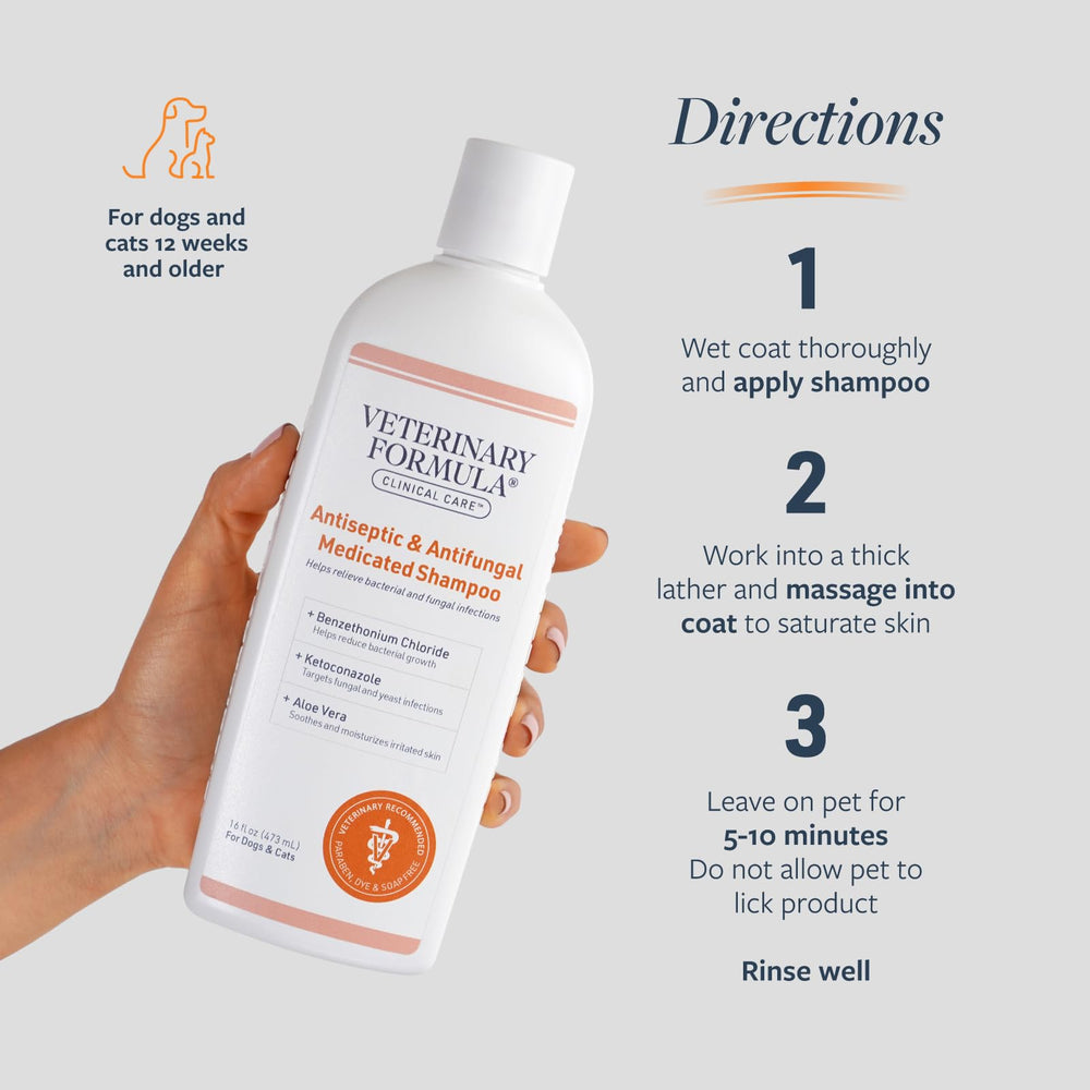 Rinçage facile et peau douce après le shampoing Veterinary Formula.