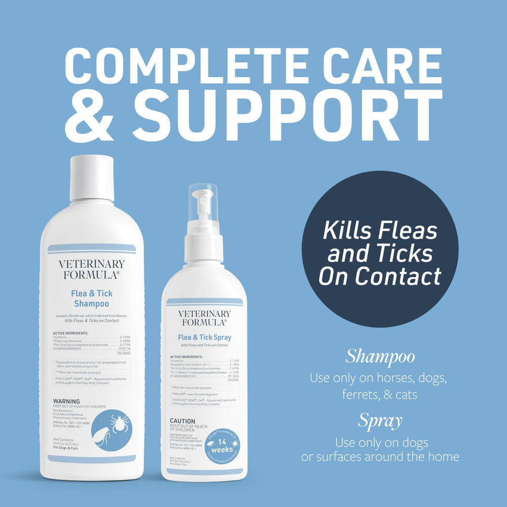 Spray Veterinary Formula pour chiens, action rapide contre les puces et tiques et prévention.