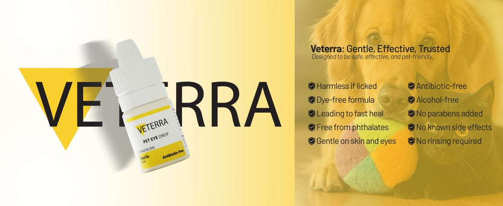 Etiquette claire Veterra — informations utiles pour usage animalier domestique.