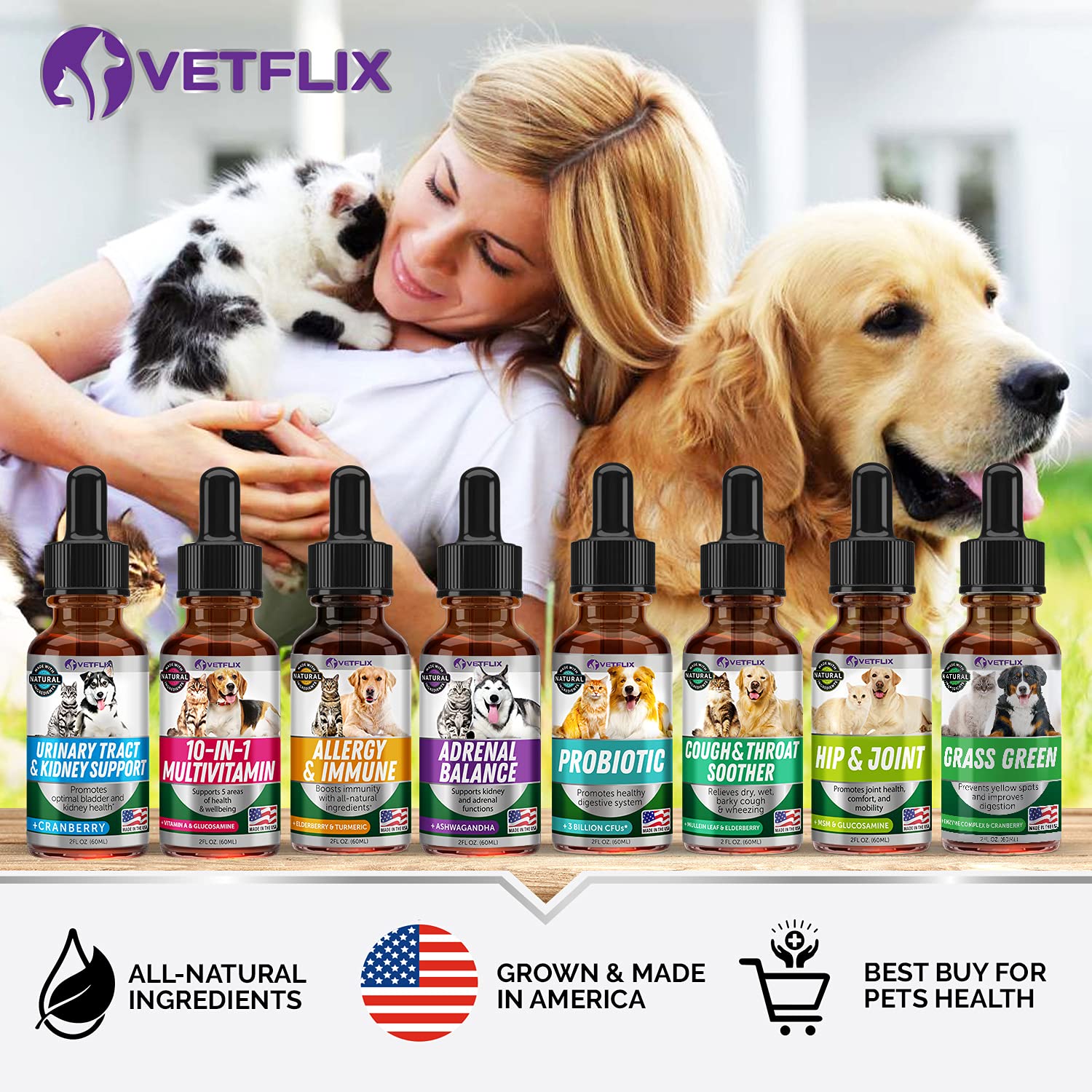 Vetflix Polyvalence pour petits et grands chiens et chats – convient à tous.