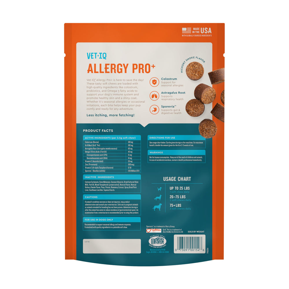 VetIQ Allergy Pro+ emballage clair et dosage facilité