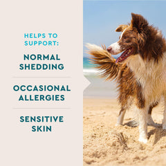 VetIQ oméga-3-6-9 chiens; nutriments essentiels pour pelage et peau équilibrés.