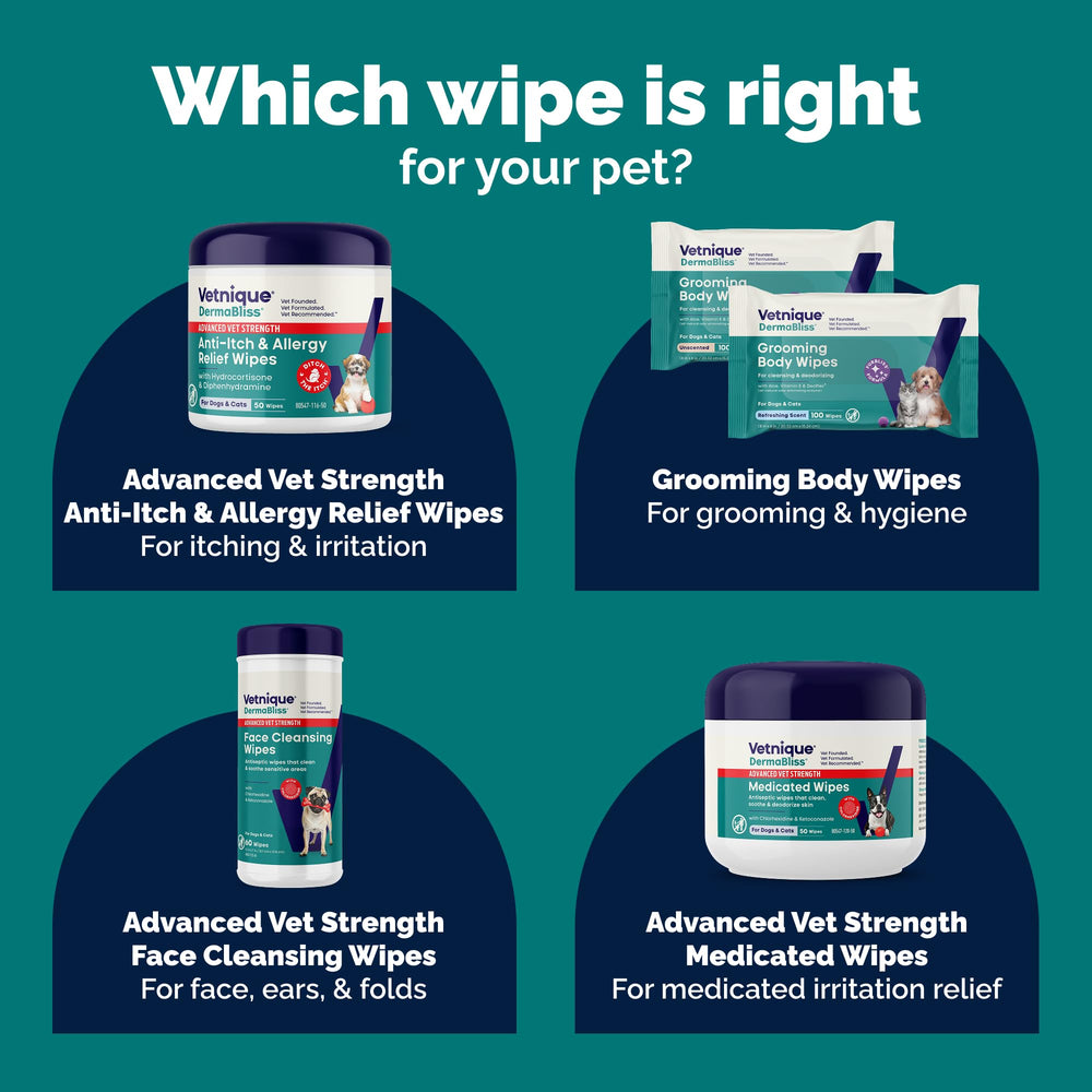 Lingettes Dermabliss Vetnique kétoconazole pour peaux sensibles du chien