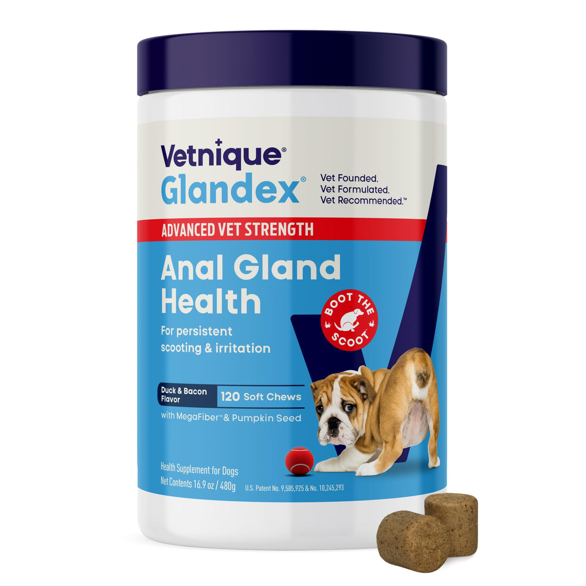 Emballage Vetnique Glandex présentant le soutien des glandes et la digestion.