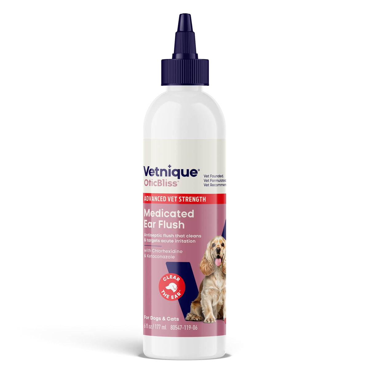 Vetnique Oticbliss bouteille-flush-6oz utile pour nettoyer et rafraîchir les oreilles.