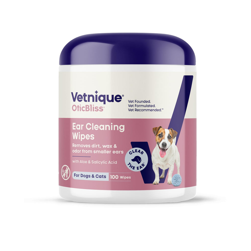Lingettes Oticbliss Vetnique pour nettoyer les oreilles des chiens et chats, usage pratique.