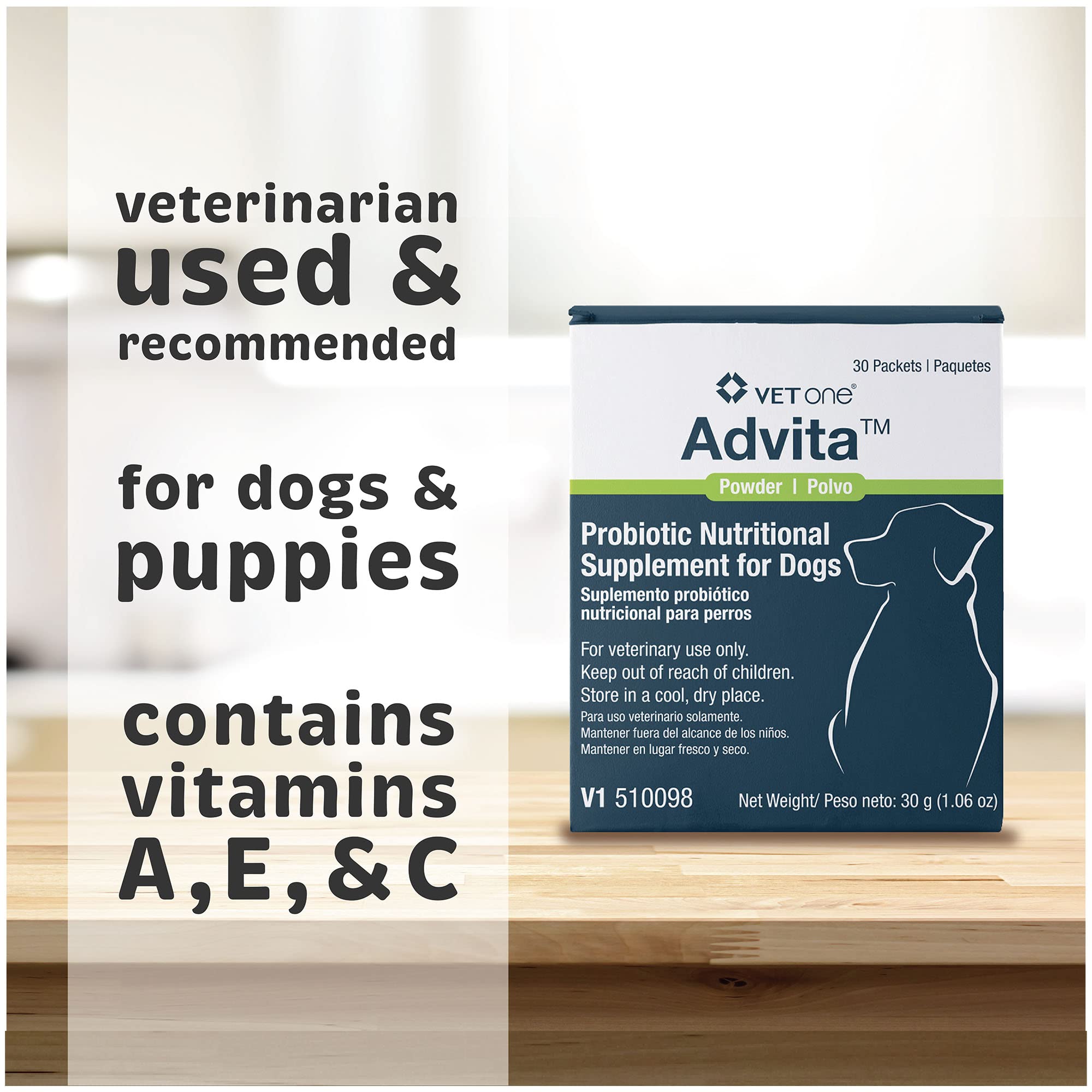 VetOne Advita sachet probiotiques facile à mélanger avec la nourriture.