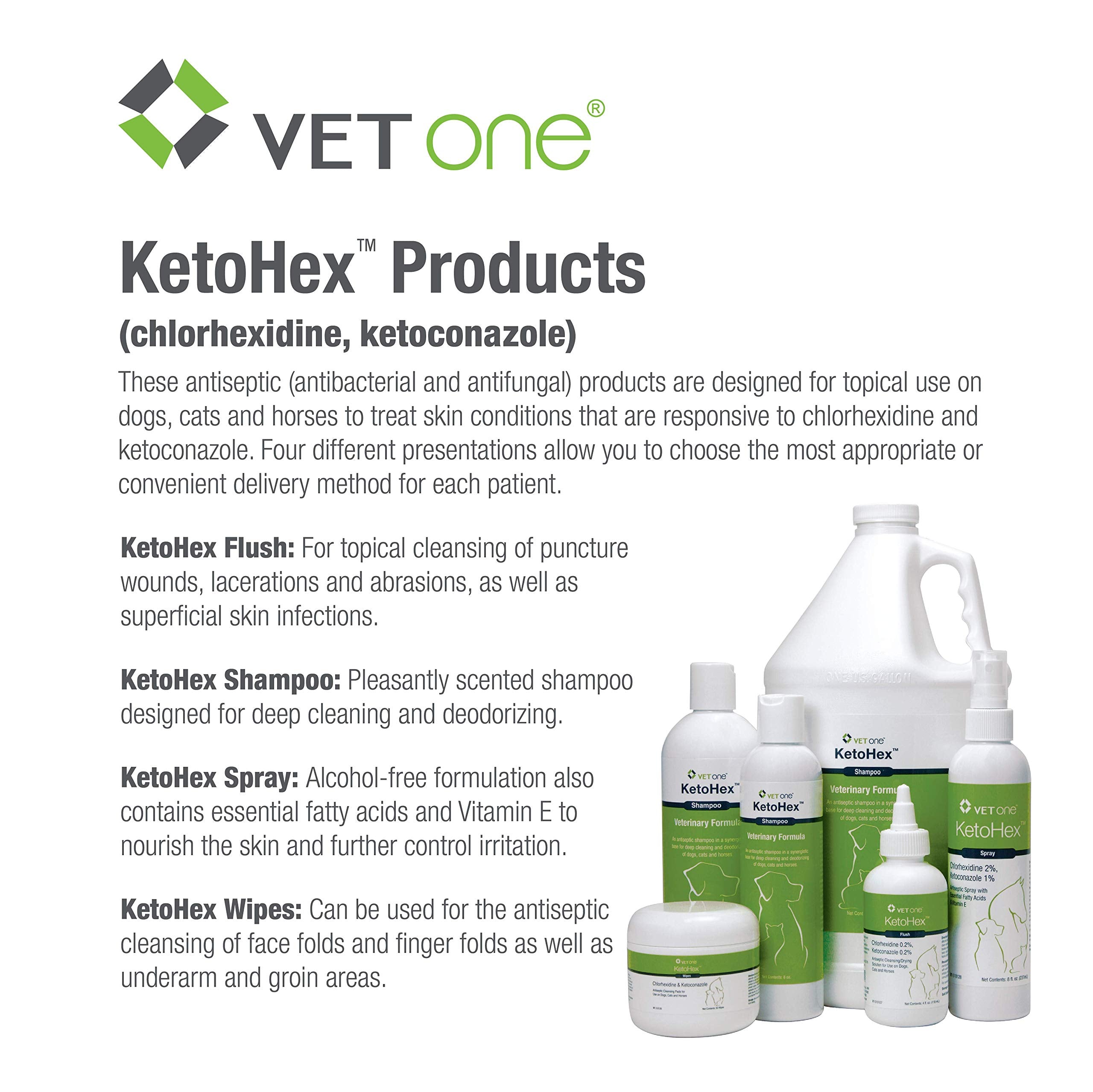 Vet One Ketohex Spray affiche un logo distinctif pour une reconnaissance rapide.