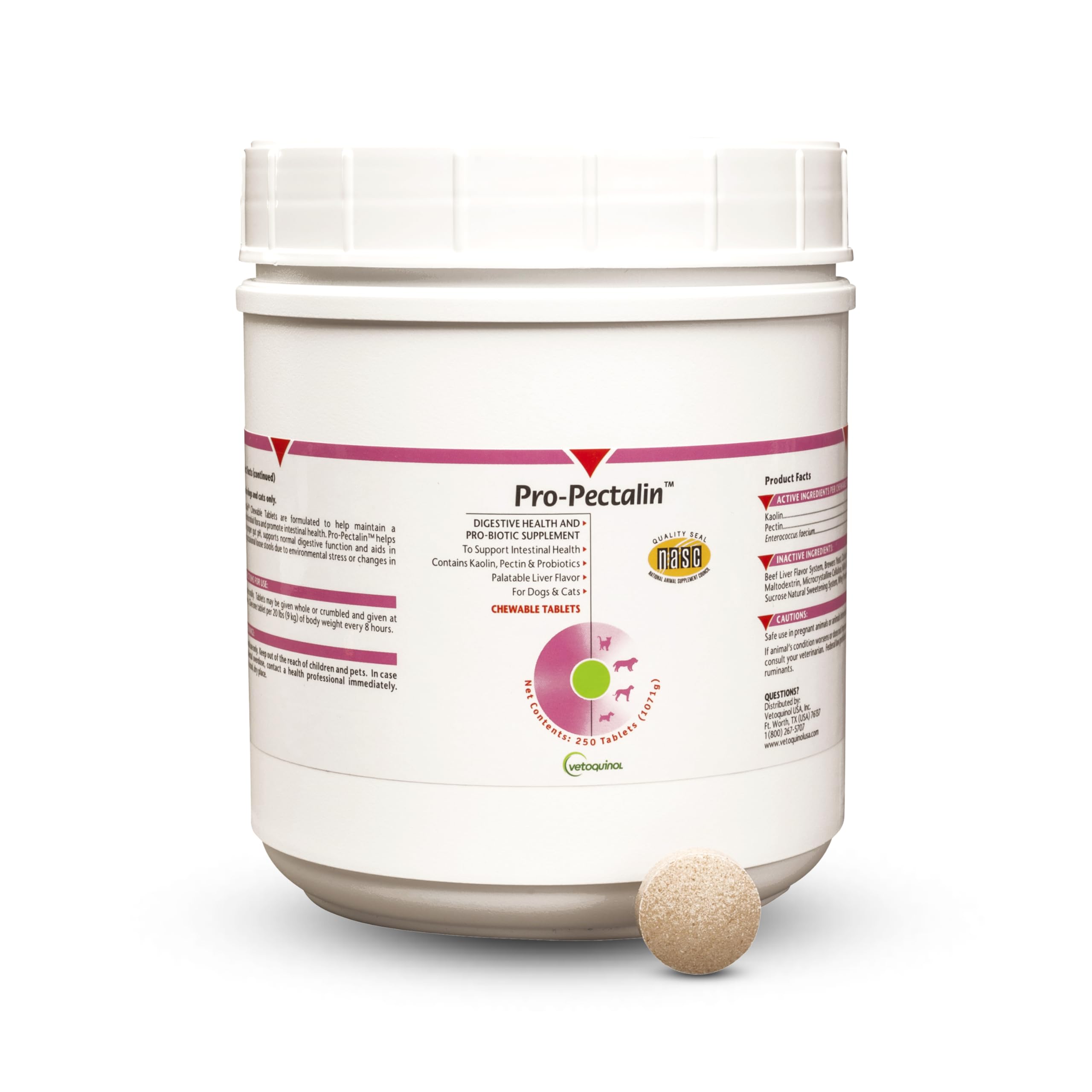 Vetoquinol Pro-Pectalin en boîte, comprimés faciles à administrer pour chiens et chats.