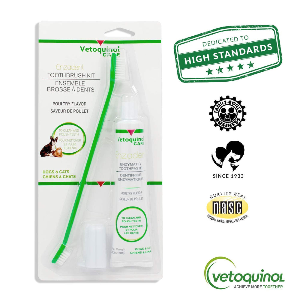 Vetoquinol Enzadent outil pratique pour un brossage quotidien des chiens et chats.