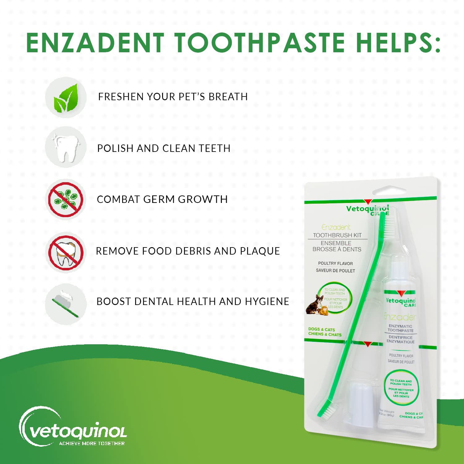 Vetoquinol Enzadent brosse à doigts pour un brossage facile chez les animaux.