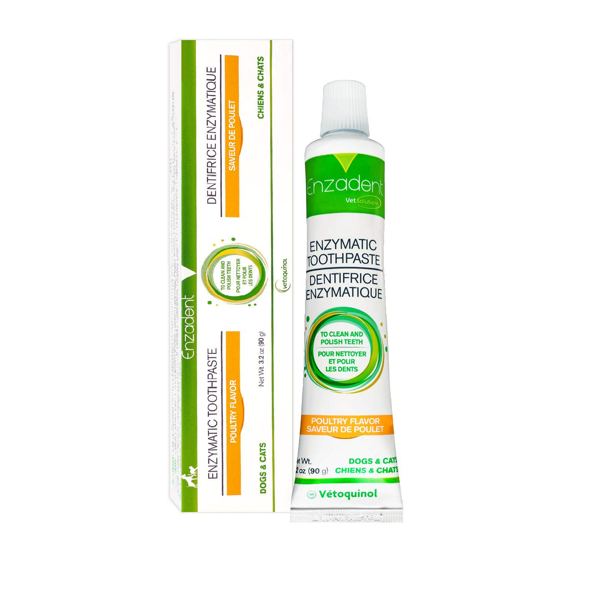 Vetoquinol Enzadent, bouteille de dentifrice enzymatique au poulet, 3,2 oz pour chiens et chats.