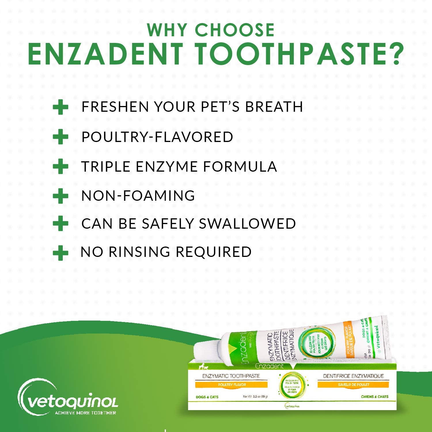 Chat utilisant Enzadent, dentifrice enzymatique au poulet.