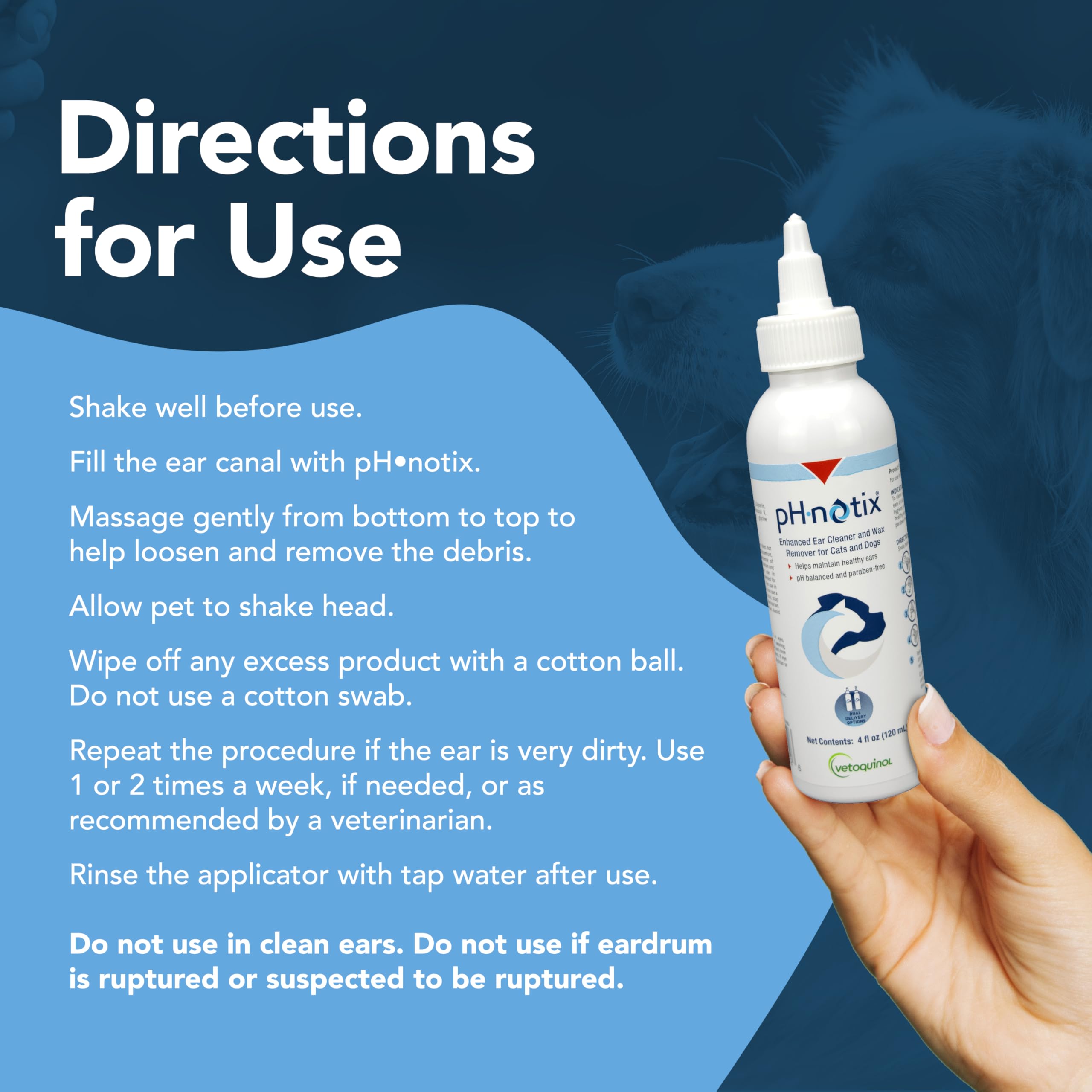 Vetoquinol pH•notix: douceur pour oreilles sensibles chez chiens et chats.