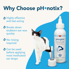 Vetoquinol pH•notix: formule pH équilibré pour le confort des oreilles.