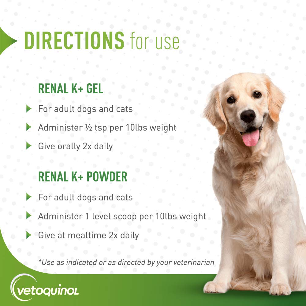 Vetoquinol Renal K+ chat-chien: produit polyvalent pour chiens et chats.
