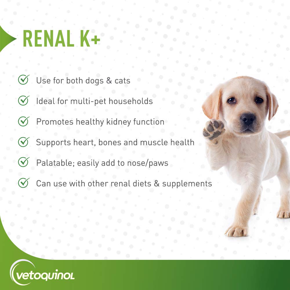 Vetoquinol Renal K+ doseur-poudre: dosage pratique pour intégrer le complément au régime.