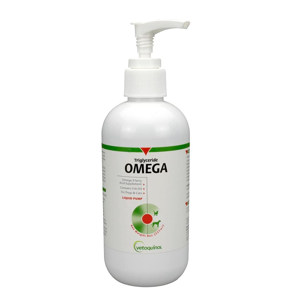 Vetoquinol Triglyceride huile de poisson pour chiens et chats, soutien peau et pelage.