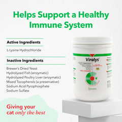 Vetoquinol Viralys, poudre Lysine, administration simple dans le repas quotidien du chat.