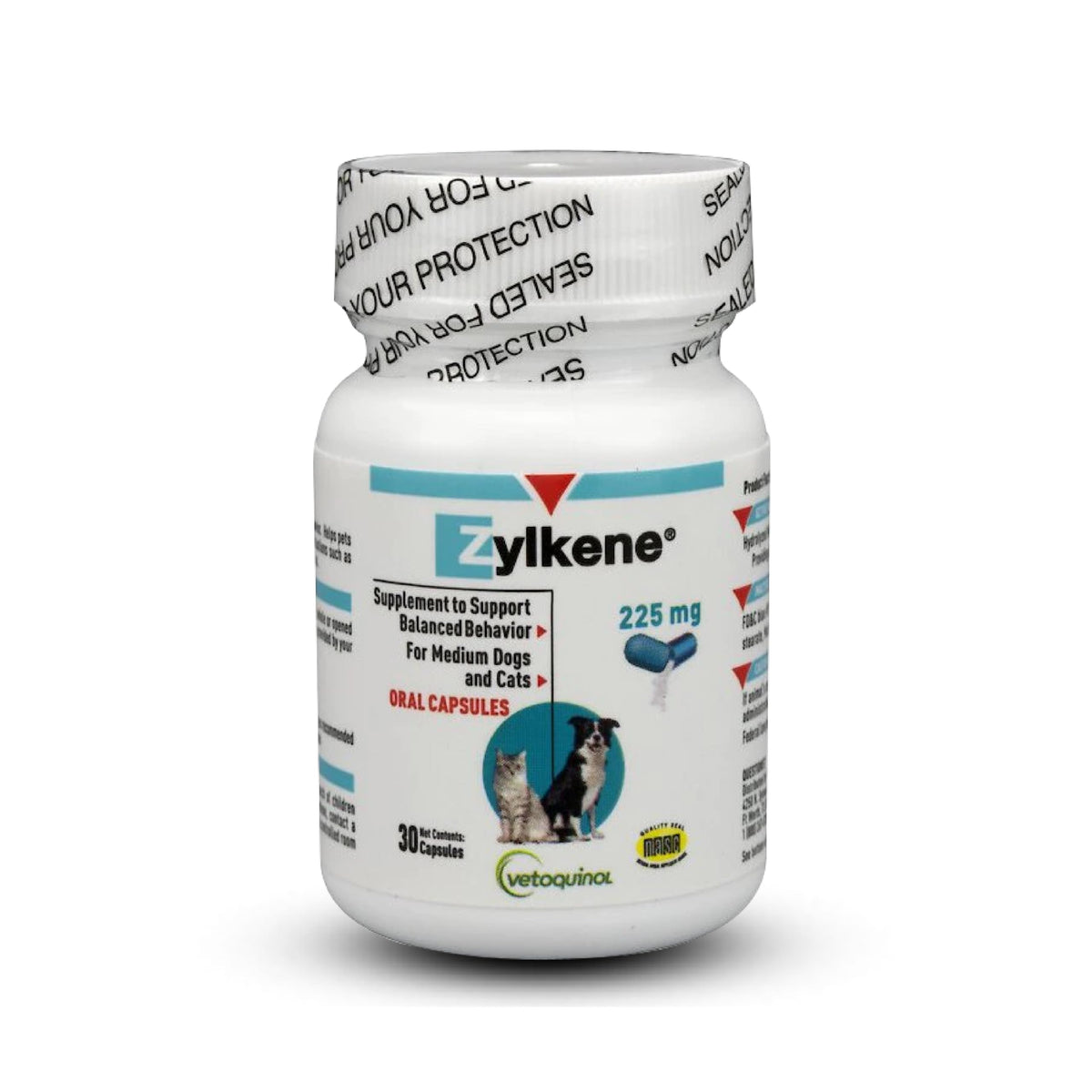 Flacon Zylkene de Vetoquinol pour chien moyen, favorise le calme.
