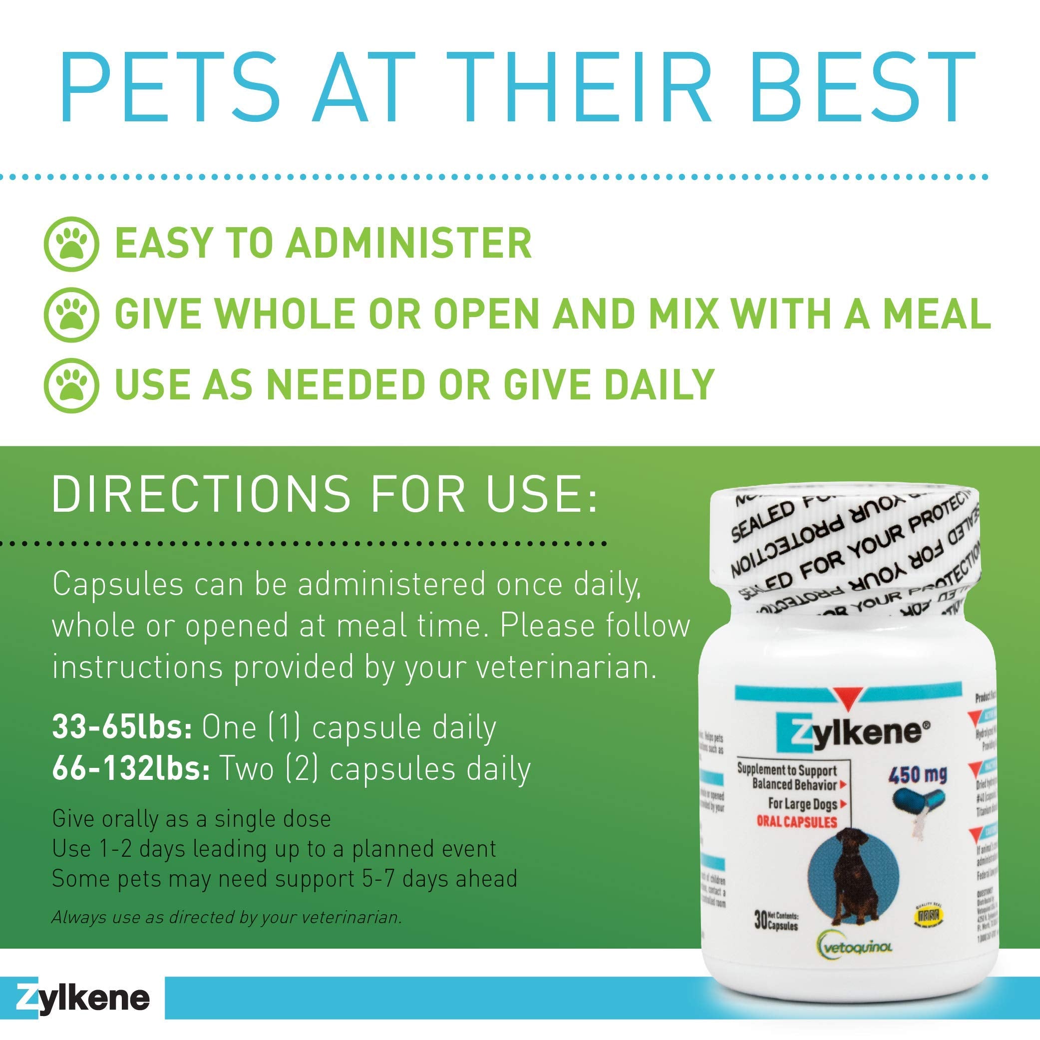 Capsules Zylkene de Vetoquinol, calme sans somnolence pour chiens.