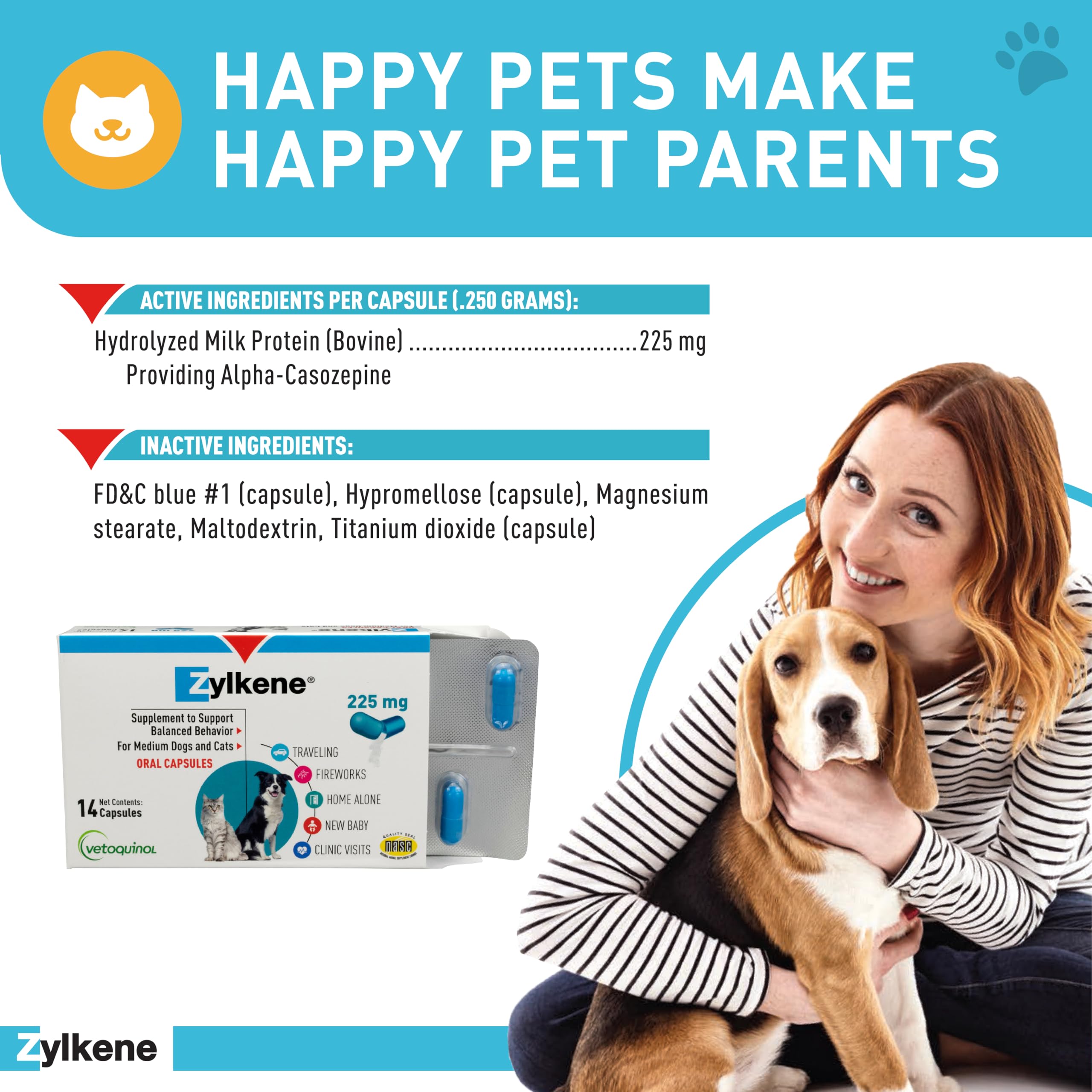 Capsules Zylkene prêtes à être ajoutées à la nourriture du chien.