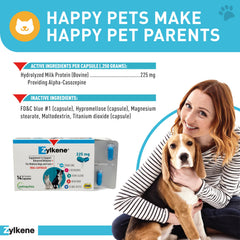 Capsules Zylkene prêtes à être ajoutées à la nourriture du chien.
