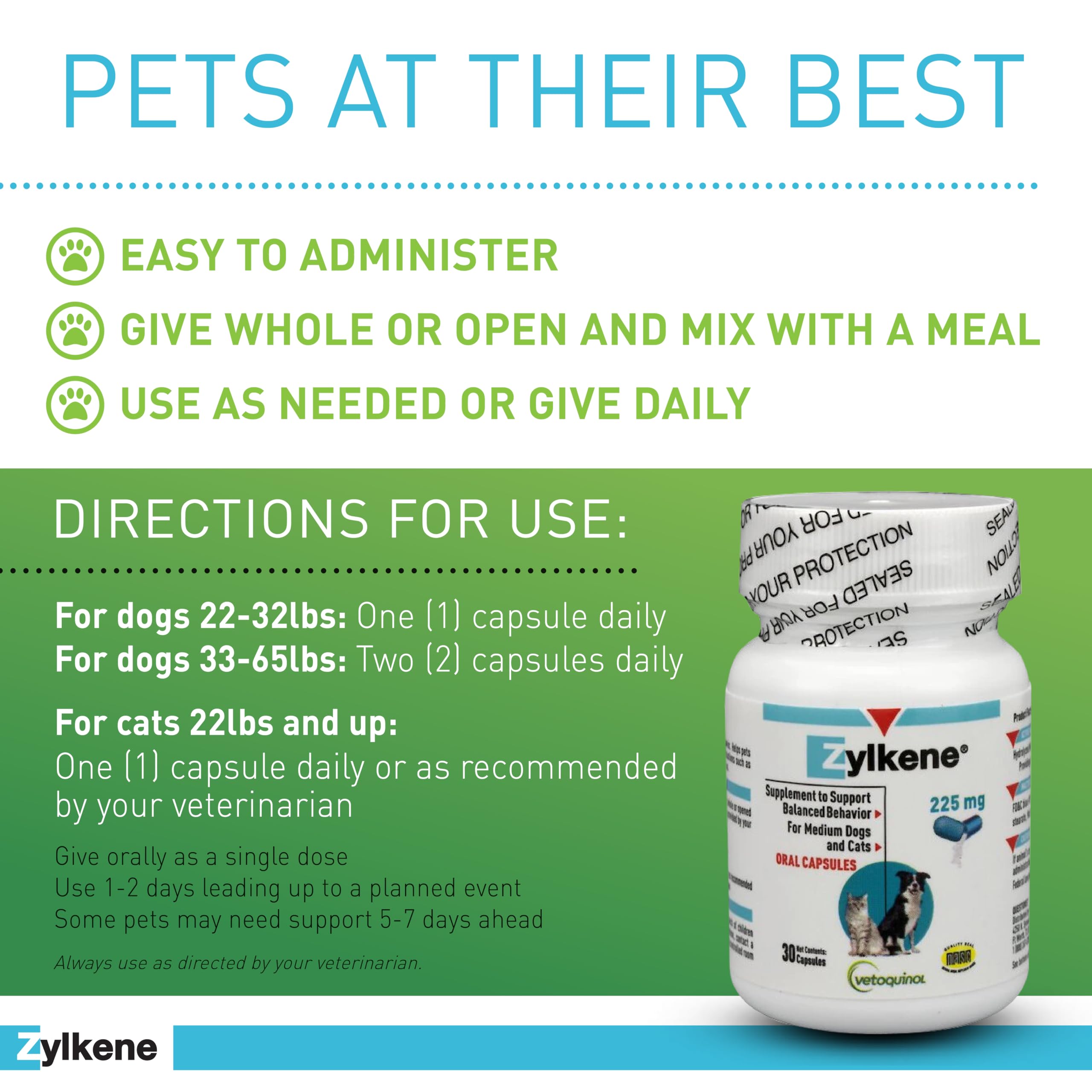 Emballage compact Zylkene, pratique pour la pharmacie du chien.